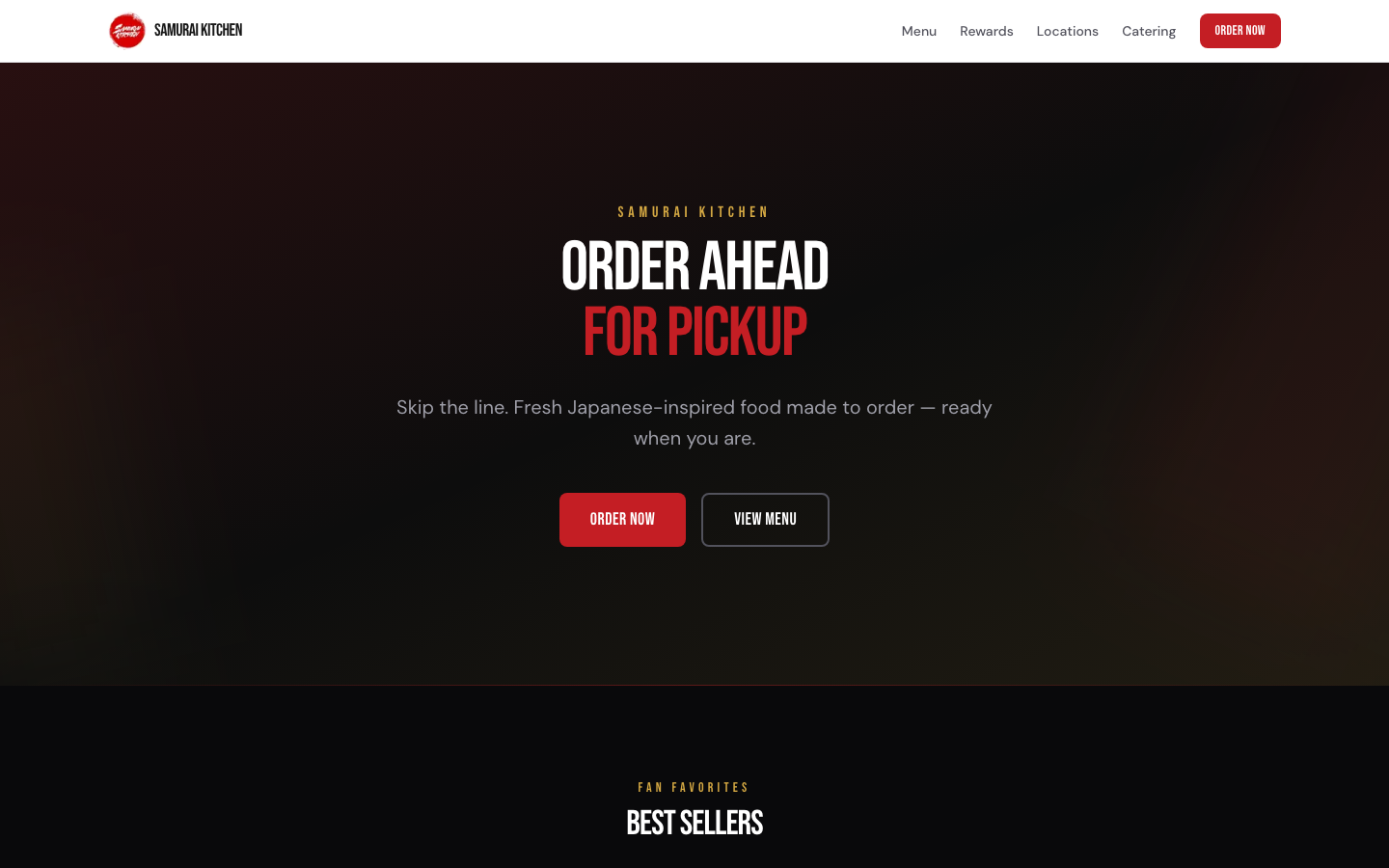 The Samurai Kitchen site that shipped — the version Robert actually uses