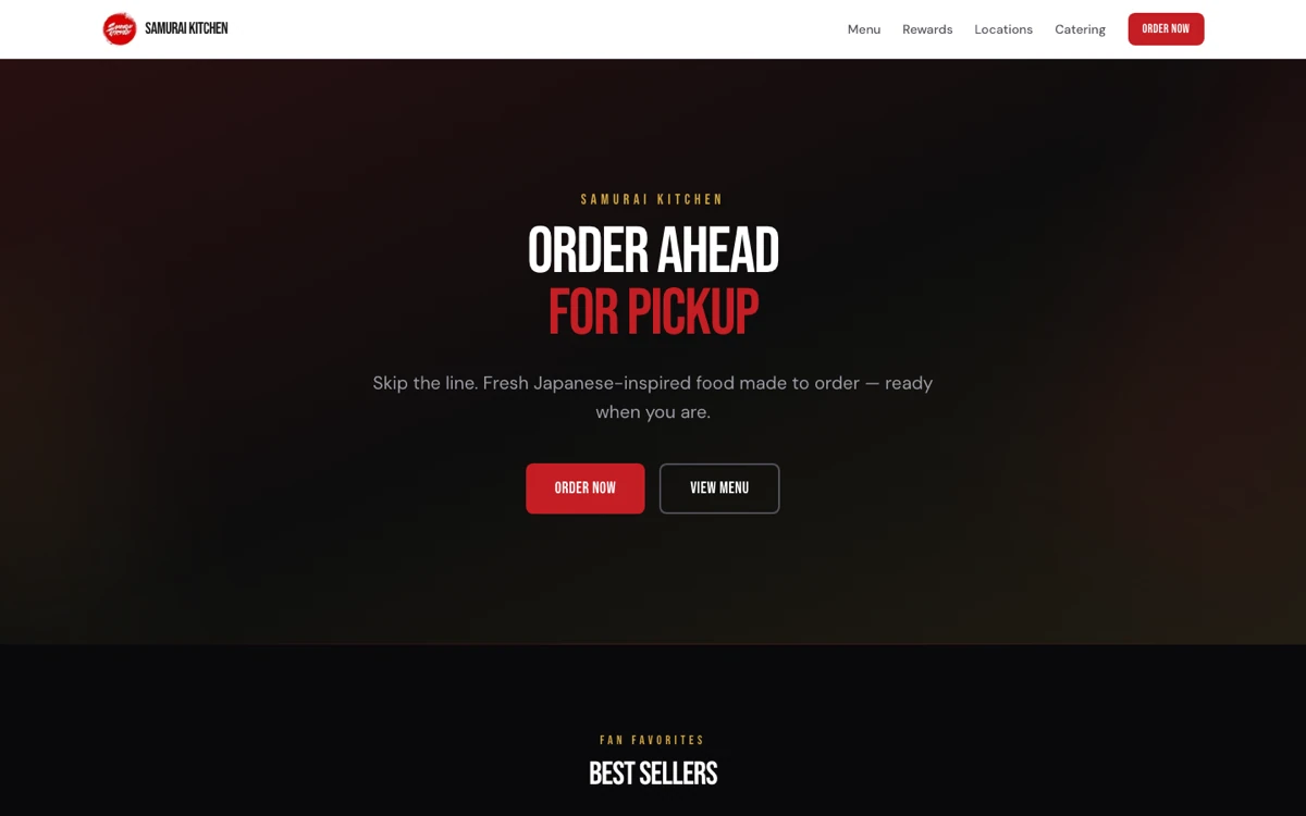 The Samurai Kitchen site that shipped — the version Robert actually uses